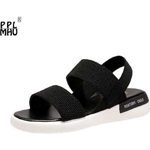 Wedge Heel Platform Womens Sport Sandal 2021 Summer New Flying Woven Elastic Shoes Light INS Tide Beach Roman Shoes Female