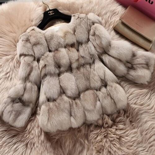 50CM Natural Real Fox Fur CoatWomen Winter natural fur Vest Jacket Fashion silm Outwear Real Fox Fur Vest Coat Fox