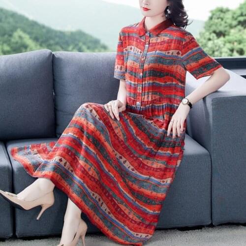 Summer Casual 5XL Plus Size Striped Print Dress 2021 Vintage Cotton Linen Beach Midi Dress Women Elegant Bodycon Party Vestidos