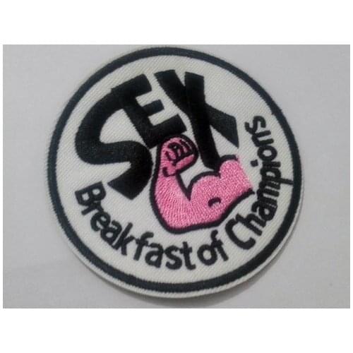 100pcs SEX Breakfast of Champions clothing Vest jacket Patches for F1 James Hunt Racing Iron On /sewing on Embroidered Patches