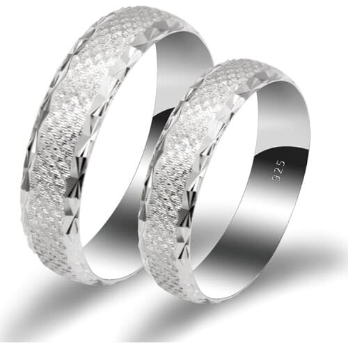 2 pcs/set 925 Sterling Silver Couple Rings Classic Lover Finger Ring For Women & Man Symbol Love Wedding Silver Jewelry Bijoux