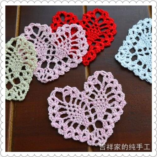 2016 zakka fashion cotton crochet heart tablemat doilies for weeding decor coaster cup pad 20 pic/lot decor felt table mat cover