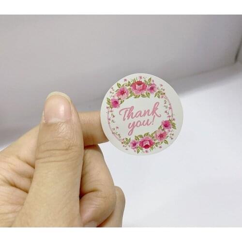 2021 New Trend Self Adhesive Thank You Sticker Label With Various Flower Decoration Your Bathroom Living Room For Gift Sealing