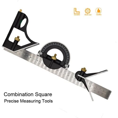 3 In1 Multi Combination Square 300mm Adjustable Ruler Angle Finder Protractor Woodworking Measuring Tool Set with Spirit Level