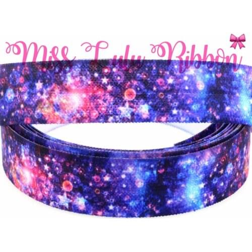 5/8" 16mm Starry Sky Printed Elastic Ribbon Shinning Stars DIY Christmas Gift Packing Webbing 50yards/roll MD170830-75-8345