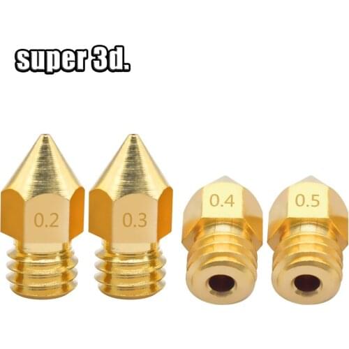 50pcs/lot 3D Printer Nozzle Mixed Sizes 0.2/0.3/0.4/0.5mm Print Head For 1.75MM filament MK8 nozzle