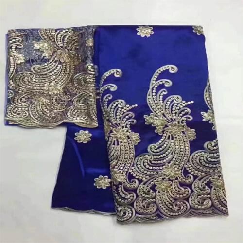 7 yards Blue George Lace Fabric With Net Lace African Nigerian Embroidered Guipure George Indian Women Dress Lace Material.9962