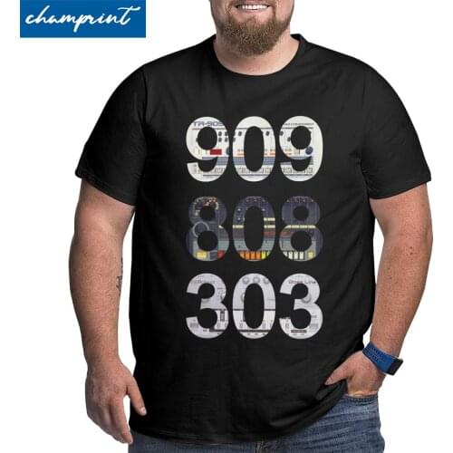909 808 303 Classic Synth Drum Machine T-Shirt Men Cool Cotton Big Tall Tees Crewneck T Shirts Oversized 4XL 5XL 6XL Clothes
