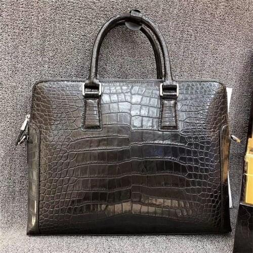 Business Style Authentic Real Crocodile Belly Skin Mens Laptop Briefcase Genuine Alligator Leather Male Large Working Handbag