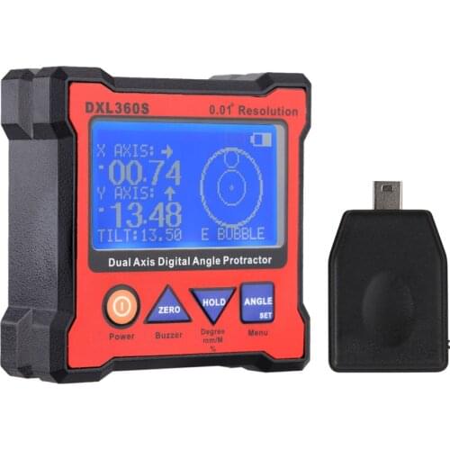 DXL360S Professional Dual-axis Digital Display Level Gauge Dual Axis Digital Angle Protractor with 5 Side Magnetic Base