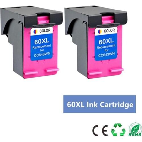 2 x Color Ink cartridge 60XL for hp 60 xl for hp60 F2480 F2420 F4480 F4580 F4280 D2660 D2530 D2560 PhotoSmart C4680 printer