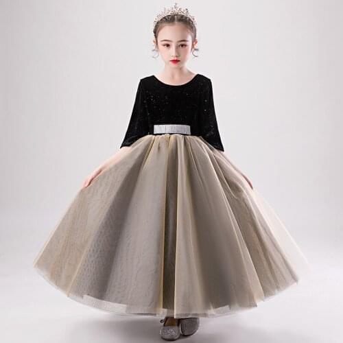Child Girl Evening Dress for 3 - 14 Year Fashion Ball Gown Party Show Prom Clothes Teen Formal Black Dresses Graduation Ceremony
