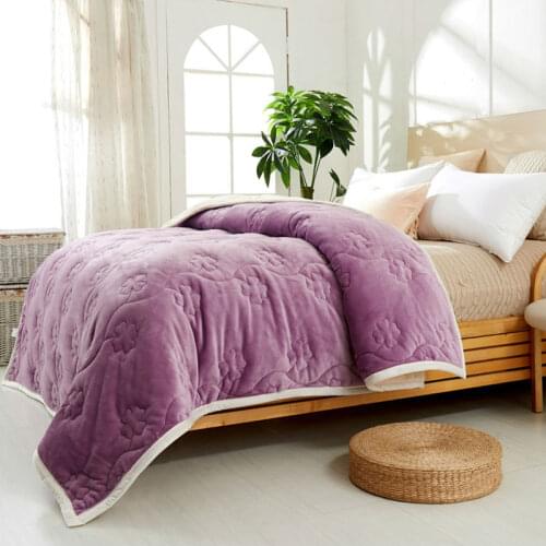 Home Textile Upset Composite Flannel Blanket Super Warm Soft Quilted Double Layer Throw On Sofa Bed Plane Plaids Solid Bedspread