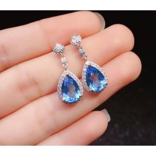 Elegant Gift For the Wedding New Design Topaz Earring Natural And Real 925 Sterling Silver Topaz Earring