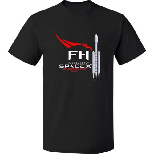 Falcon Heavy Rocket Launch Spacex Elon Musk T-Shirt Funny Clothing Casual Summer Short Sleeve Cotton Tshirt Streetwear