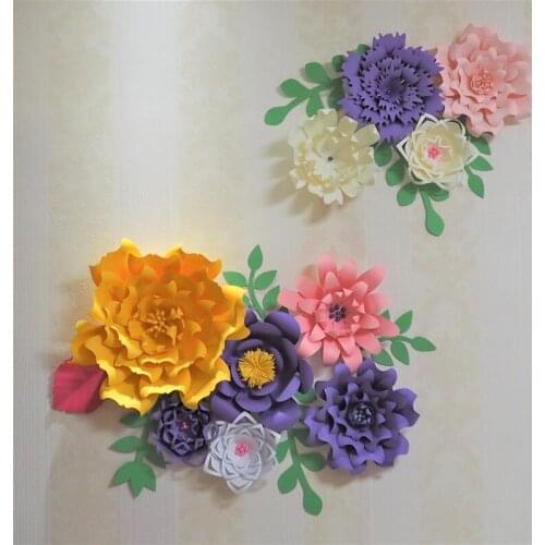 2018 DIY Giant Paper Flowers 10PCS+Leaves 8PCS Wedding & Event Backdrop Wall Decorations Baby Nursery Video Tutorials Mix Sizes