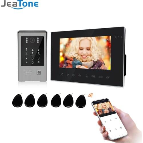 Jeatone 7 Inch Wireless Wifi Video Intercom System with Day Night Vision 960P Doorbell for Home Support Record Password RFID Car