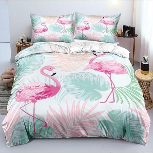 Tropical Flamingo 3D Printed Bedding Set Duvet Covers Pillowcases Comforter Bedding Set Bedclothes Bed Linen(NO Sheet)