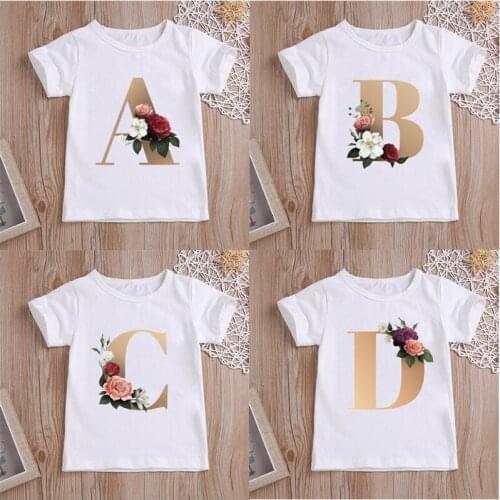 2021 Summer Childrens Clothing Boys Girls Short Sleeve T-shirt Kids A To Z Alphabet Combination Childs Clothes Boys T-shirts