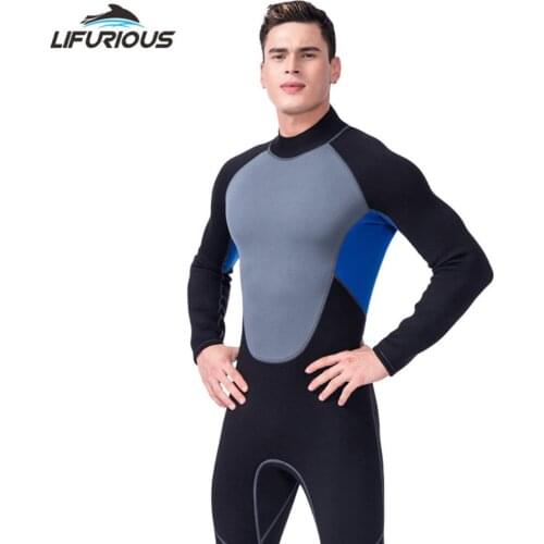 LIFURIOUS Neoprene diving equipment diving wetsuits for men and sail wetsuits full body Black+blue+gray patchwork wetsuit Newest