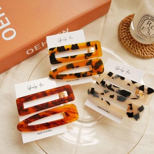 Fashion Women Vintage Hair Pin Clip Leopard Hair Clip Geometric Water Drop Square Shape Hairpin Clips Hair Styling Accessories