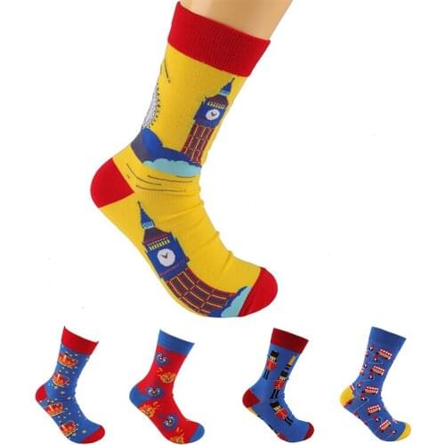 1Pair Novelty Fashion Mens and Women Cotton Socks Cartoon Animal Fruit Food Stripe Art Van Gogh Happy Casual Funny Long Socks