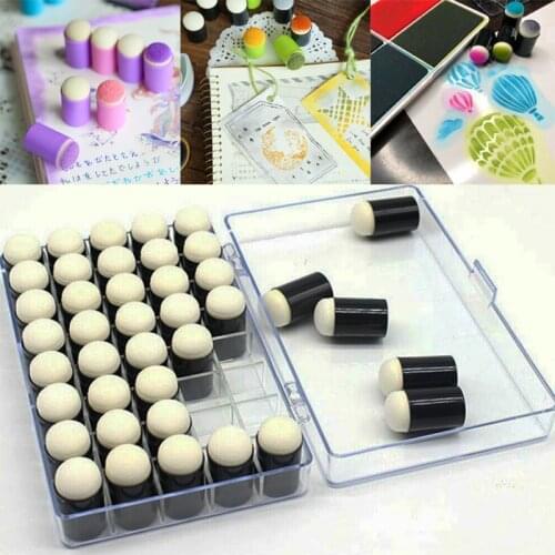Finger Sponge Daubers with Storage Case 40 Pack Craft Sponge Daubers for Drawing Painting Ink Craft Stamping Card Making