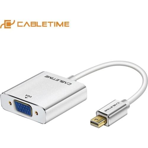 CABLETIME Mini DisplayPort to VGA Adapter Thunderbolt Mini DP To VGA Male To Female for 1080P HDTV Macbook/iMac Pro C037