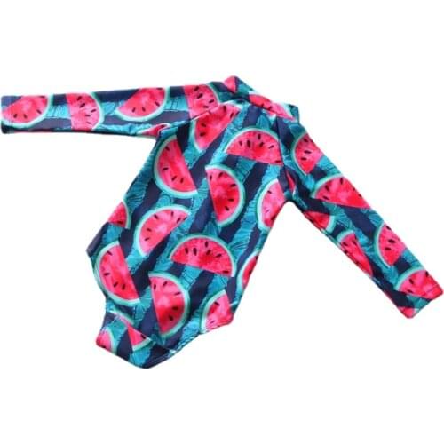 Watermelon Print Kids Swimwear Swimsuit One Piece Long Sleeve Girl Children Bathing Suits Swimming Suit for Girls