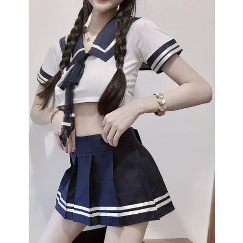 Sexy Lingerie School Girl Role Play Erotic Costumes Sweet Blue Womens Underwear Sailor Student Cute Miniskirt for Sex Clothing