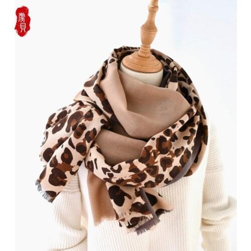 Wool Scarf women with Leopard Print autumn winter thin long scarves warm bandana shawl fashion pashmina chic gift for lady girl