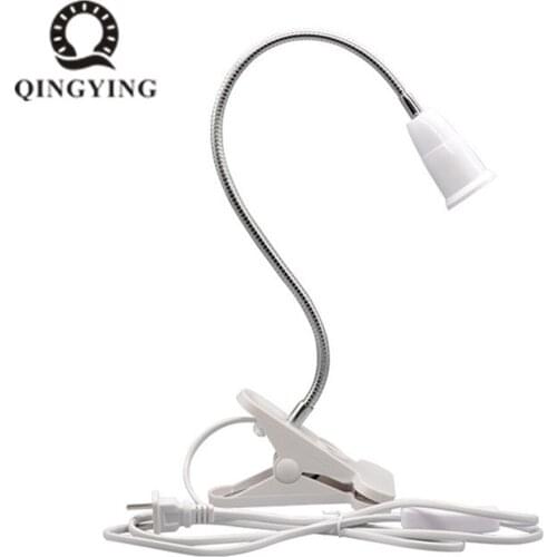 US Plug 360 Degrees Flexible Desk Lamp Holder E27 Base Light Socket Gooseneck Clip-On Cable With On Off Switch for Home Plan