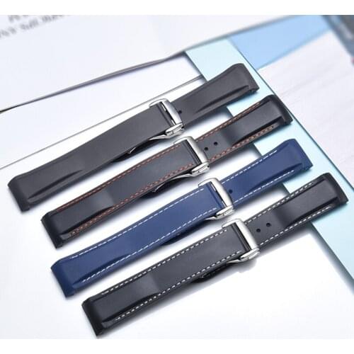 20mm 22mm Black Blue Soft Silicone Rubber Watch Bands Replace For Omega Seamaster Ocean Strap High Quality Watch Bracelet