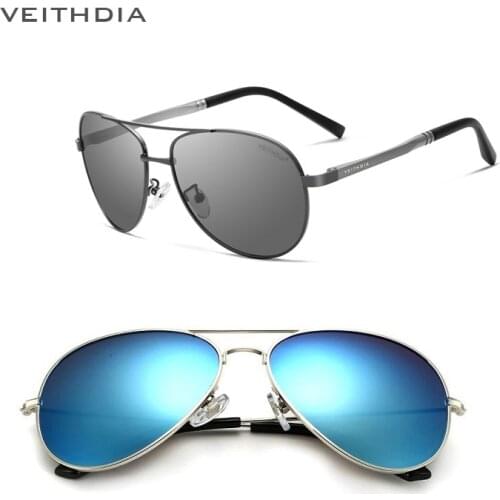 VEITHDIA Brand Mens Sunglasses Designer Pilot Polarized Sun Glasses Eyewear Accessories Male Sun Glasses For Men 2 pcs set