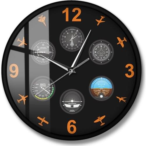 Aircrafts Modern Wall Clock Aviator Home Decor Flight Instrument with Military Wall Art Silent Timepiece Plane Lovers Pilot Gift