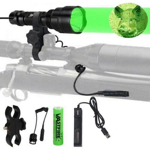 Tactical LED T6/Q5 Hunting Torch 18650 Battery Flashlight Weapon Lights with Scope Mount for Outdoor Hunting Fishing Detector