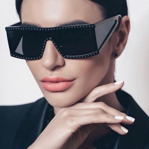 Oversize Women square flat top Sunglasses vintage men Brand Designer Fashion shades UV400 De Sole
