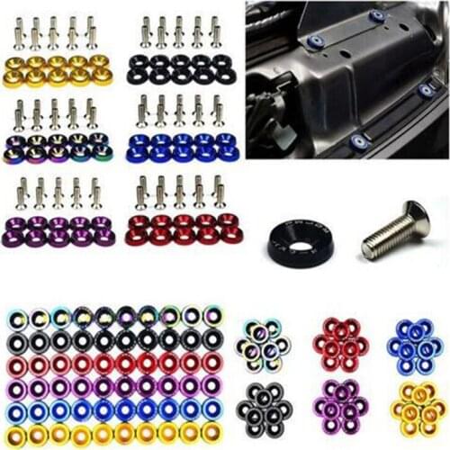 10Pcs/Set M6 JDM Car Bumper Engine Screws Modified Hex Fasteners Fender Washer Bumper Engine Concave Screws Car-styling