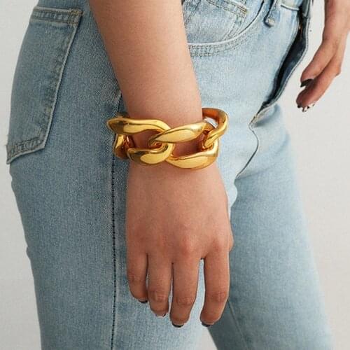 Exaggerated Thick Chain Punk Hip Hop Women Bracelets On Hand Chain Bangles Jewelry Aesthetic Fashion Female Popular Now New 2021