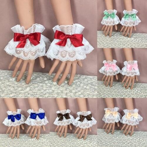 Steampunk Lolita Hand Sleeve Wrist Cuffs Ruffled Floral Lace Elastic Bracelet XX9D