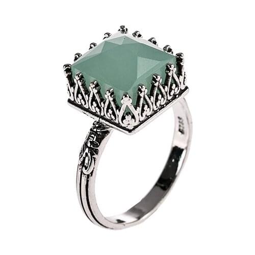 Women Alloy Vintage Peridot Mint Green Vintage Moonstone Wedding Princess Ring
