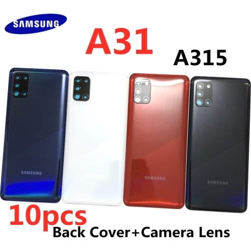 10Pcs/Lot For Samsung Galaxy A31 A315 SM-A315F/DS Phone Housing Battery Case Back Cover Rear Door Panel Chassis Lid+Camera Lens