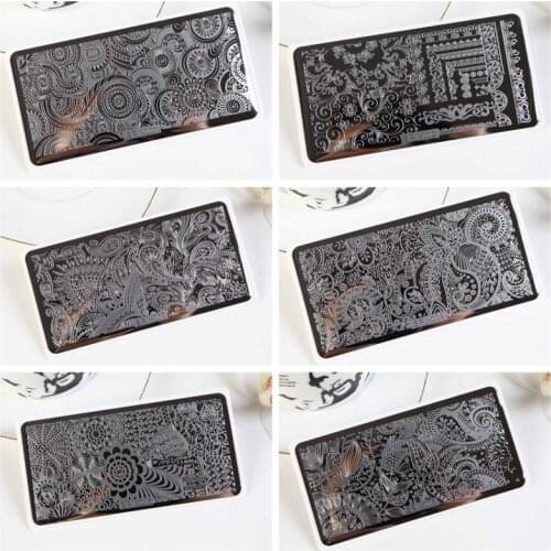 2018 New Stamping Nail Art Plates 6.5*12.5 cm Rectangle Nail Art Polish Stamping Plates 3D Pattern Stencil For Nails Stamp 01-10