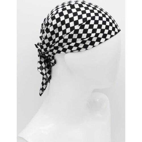 55x55cm White Black Checkered Flag Racing Bandana Unisex Multi-Use Square Headband Motorcycle Outdoor Sports Hair Wrap Wristband