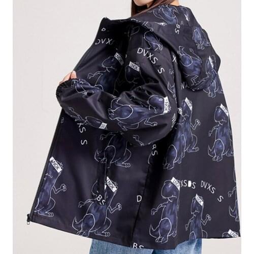 #9043 Black White Jackets Coats Girls Plus Size Long Sleeve Hooded Jacket Coat Ladies Spring Autumn Loose Tops Female Korean