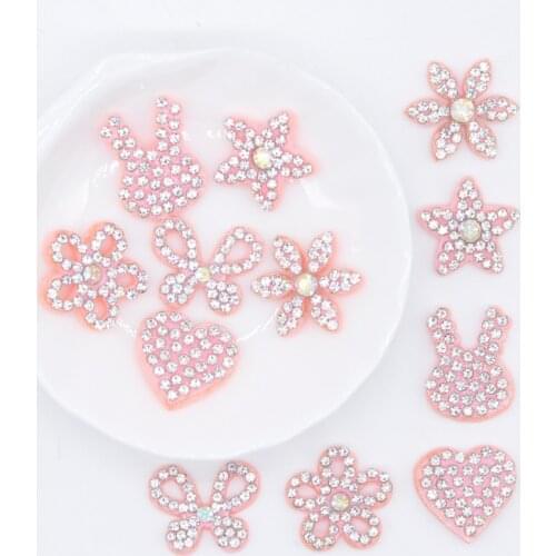 60Pcs Star Heart Butterfly Flower Rabbit Padded Rhinestone Applique for DIY Clothes Craft Shoes Hat Headwear Decor Patches L82