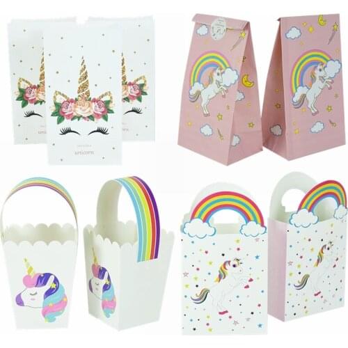 Unicorn Party Paper Bags Gift Candy Cookies Bags Packaging Boxes for Kids Birthday Baby Shower Decoration Wedding Party Supplies