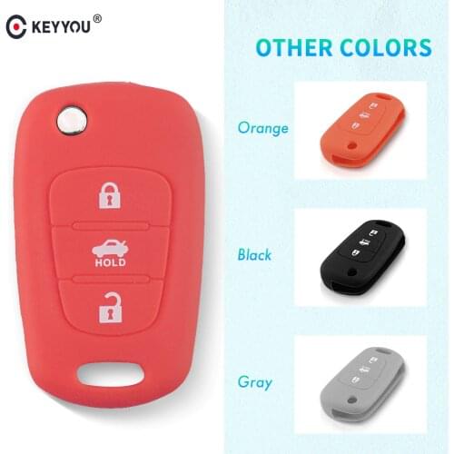 KEYYOU 3 Buttons Silicone Key Case For Hyundai i20 i30 i35 iX20 iX35 ix30 Solaris Verna For KIA K2 K5 Sportage Sorento Key Cover