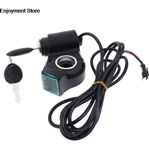Electric Bicycle Thumb Throttle Voltmeter Digital Voltage Display Switch Power with Key Lock Bike Finger Thumb Throttle NEW