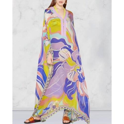 Floral Print Boho Casual Long Dress Plus Size XXXXXL Women Summer Casual Sexy Boho Printed Long Dress V-Neck